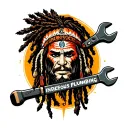 "Indigenous Plumbing " dreadlock painted face Native American plumber using wrench  tattoo design idea
