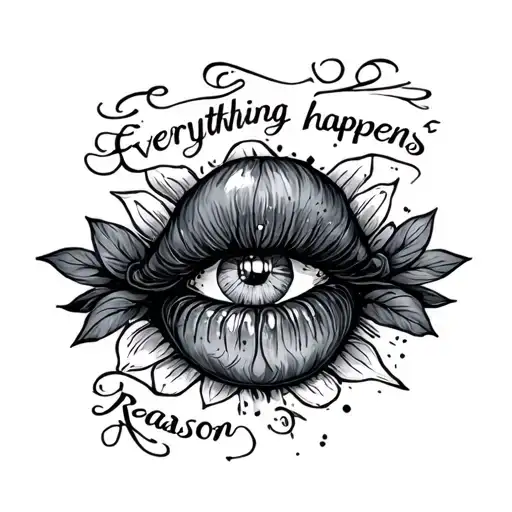 "Everything happens for a reason" Writting Fancy tattoo design idea