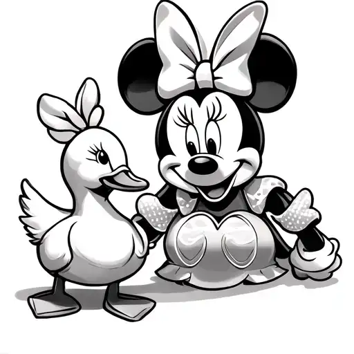 princess Minnie Mouse and a baby duck  tattoo design idea