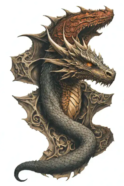 smaug face tattoo design idea