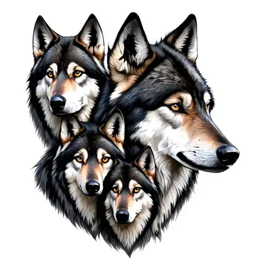 three wolves representing family tattoo design idea