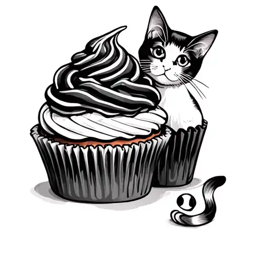 cupcake and cats tattoo design idea