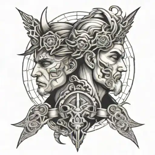 brother Gemini  thinking intelligence power tattoo design idea