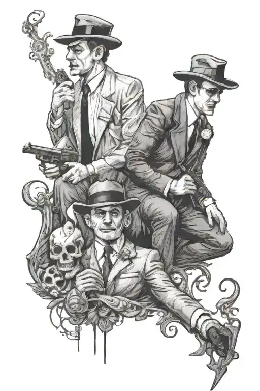 WinterField mafia scene with a luxurious tattoo design idea