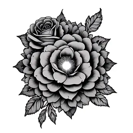 mandala with roses blooming tattoo design idea