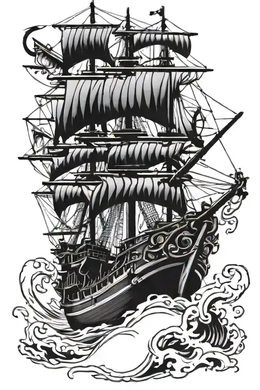 Spanish galleon being taken down by the kraken tattoo design idea
