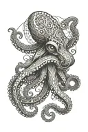 space octopus wrapping its tentacles tattoo design idea