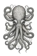 space octopus wrapping its tentacles tattoo design idea