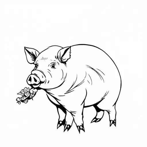sin of gluttony pig tattoo design idea