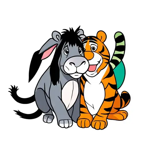 eeyore and tigger stained glass geometric representation tattoo design idea