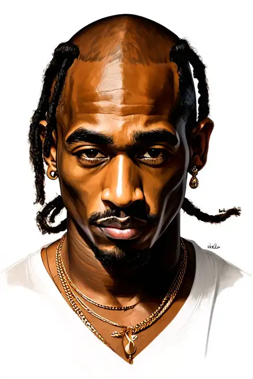 2pac portrait tattoo design idea