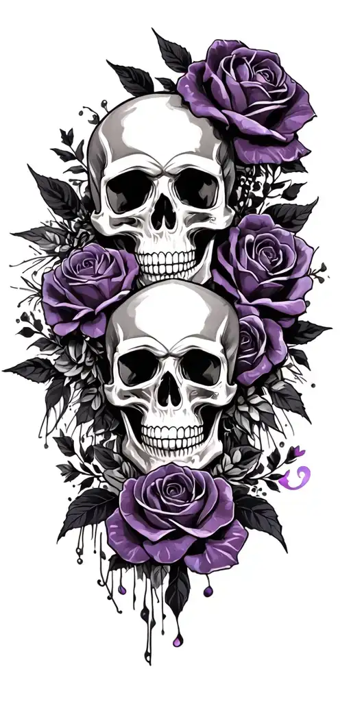 wedding, black, dark purple, skulls, love, veteran tattoo design idea