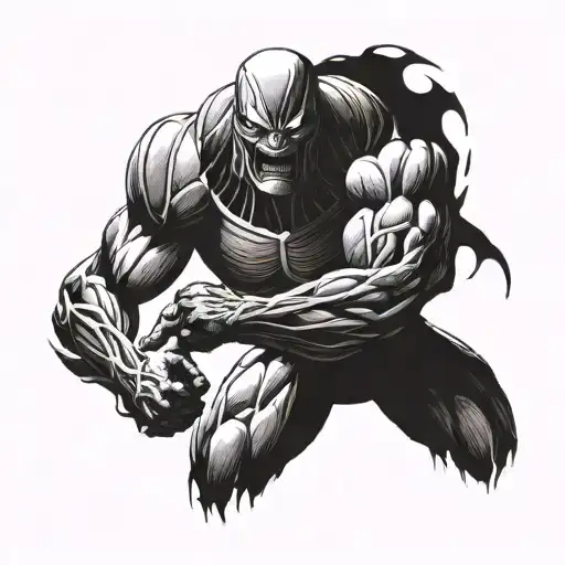 A colossal titan fights with an alien from the movie tattoo design idea