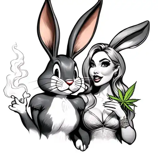 jessica and roger rabbit smoking weed tattoo design idea