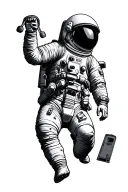 astronaut floating tattoo design idea