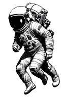 astronaut floating tattoo design idea