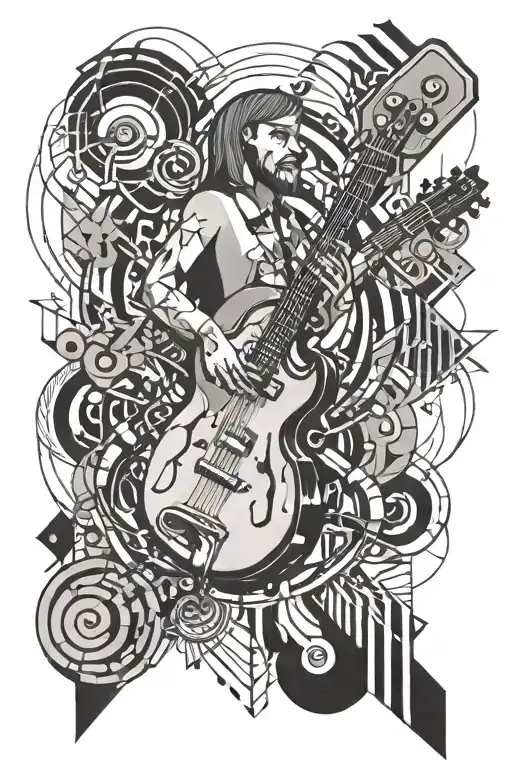 music, vocals and bass jumping tattoo design idea