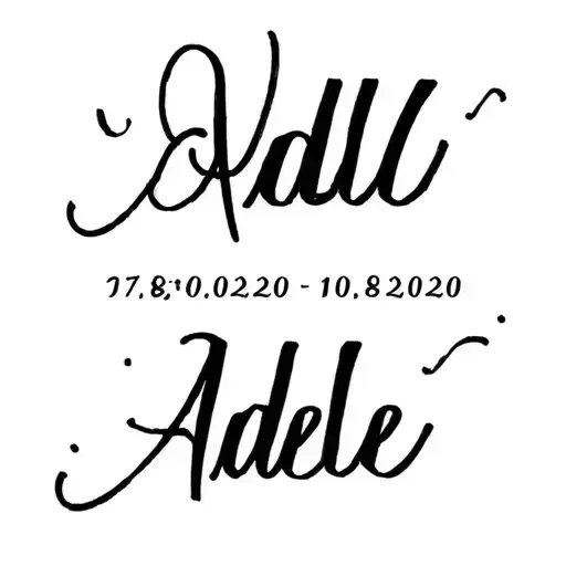 Beautiful tattoo sketch in the form of an inscription Adele 07.08.2020 tattoo design idea