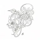 initials r and d b tattoo design idea