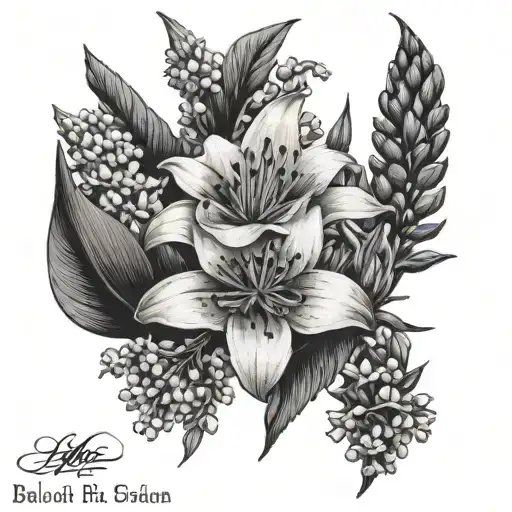 asphodel, belladonna, lily of the valley, yarrow, aconite tattoo design idea
