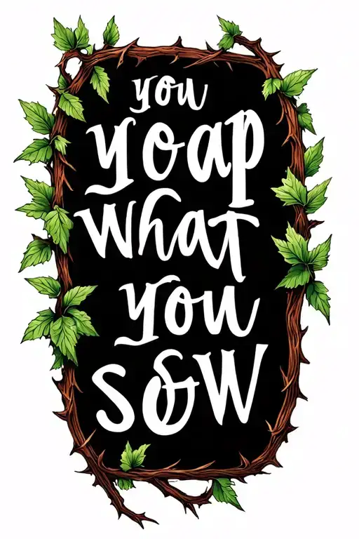 "you reap what you sow" thorn vine tattoo design idea
