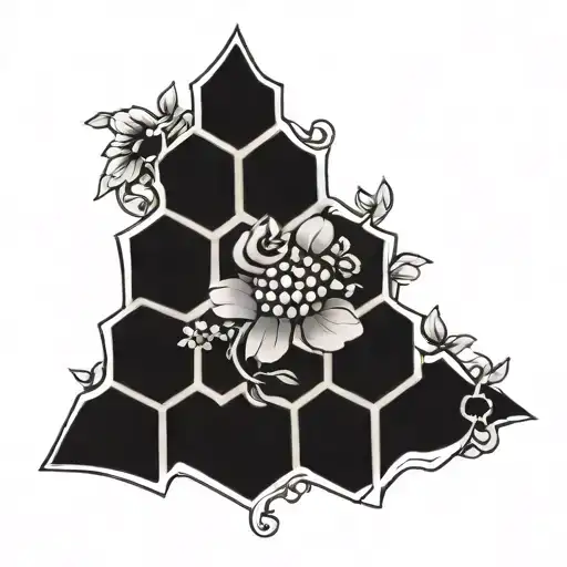 honeycomb and vine intertwined tattoo design idea