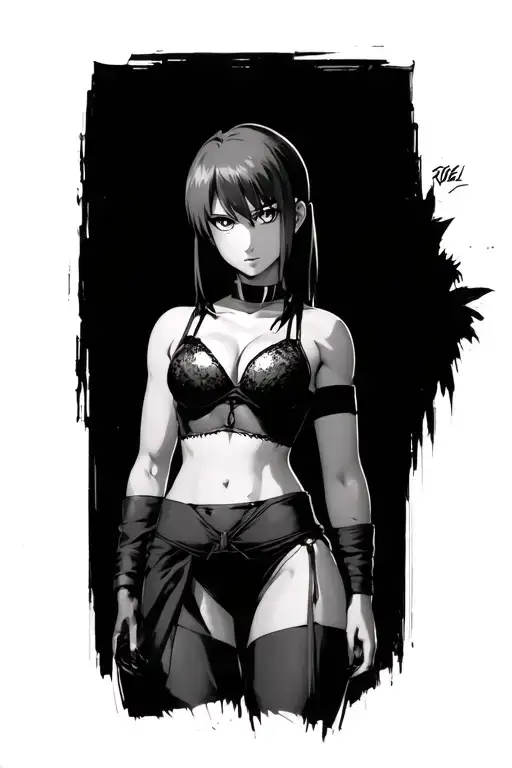 android 18 character from dragon ball z and hinata hyugade naruto in posesexy lingerie without the lingerie top tattoo design idea