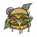 evil hamburger  tattoo design idea