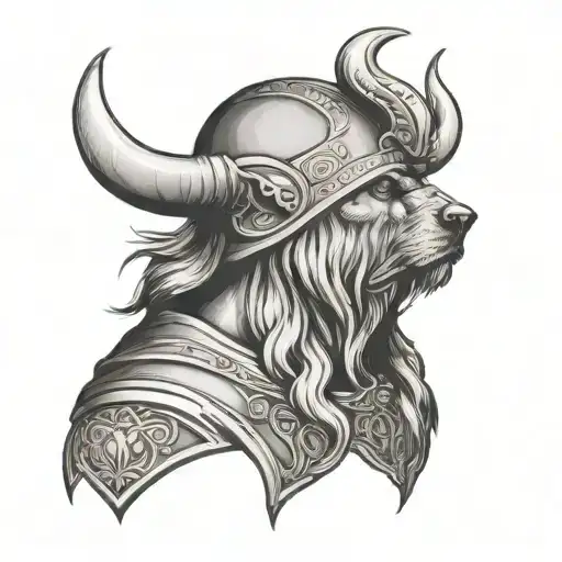 Viking fighting bear head tattoo design idea
