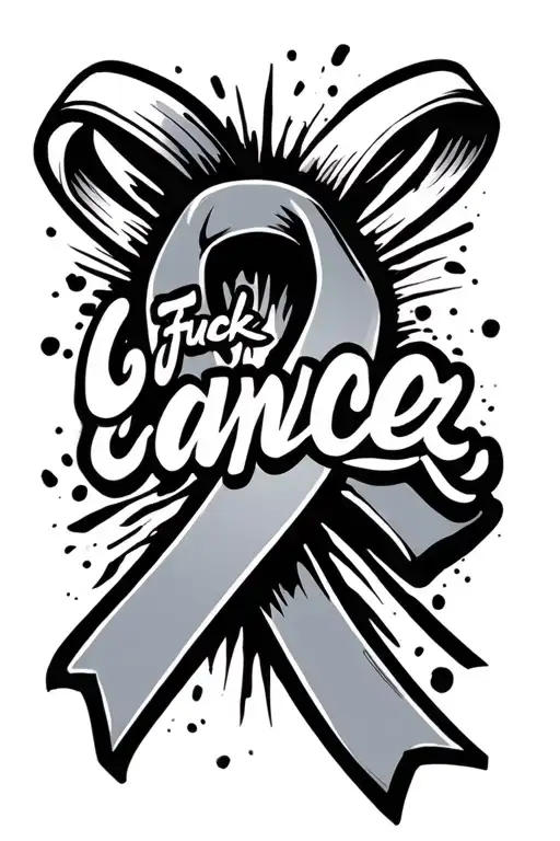 "Fuck Cancer" Ribbon  tattoo design idea
