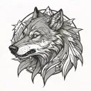 Growling Wolf And Mountains tattoo design idea