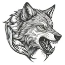 Growling Wolf And Mountains tattoo design idea