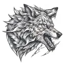 Growling Wolf And Mountains tattoo design idea