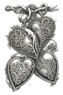 2 heart shaped lockets tattoo design idea