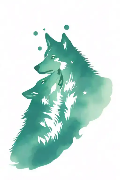 mates male and female wolf howling at the moon tattoo design idea