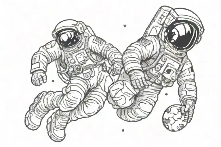 astronaut floating in space tattoo design idea