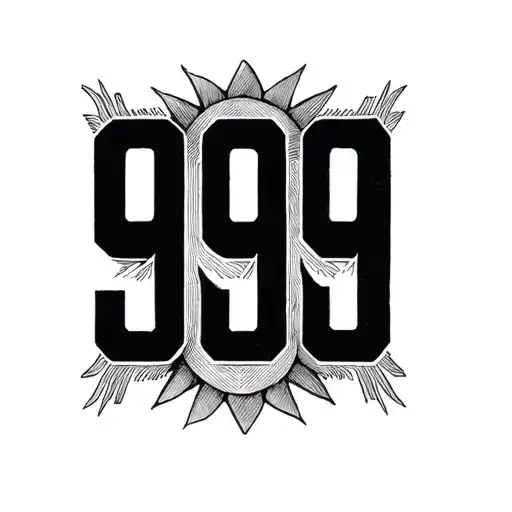Central '999' Feature:The three vertical digits “999” (each about 1 inch tall) remain the focal point, with a thin halo tattoo design idea