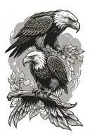 two eagles doing the trust eagle fall of love tattoo design idea