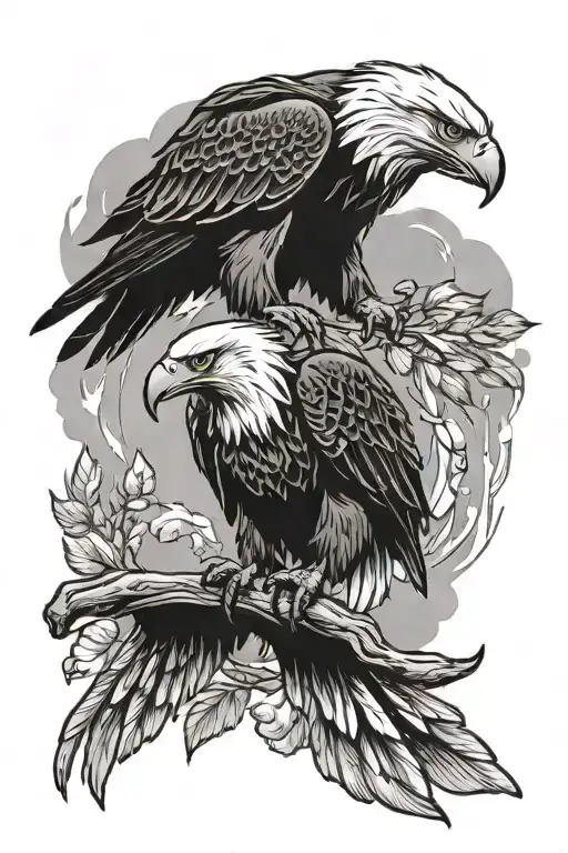 two eagles doing the trust eagle fall of love tattoo design idea