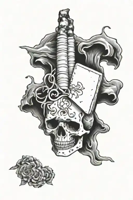 cigarette on Tombstone tattoo design idea
