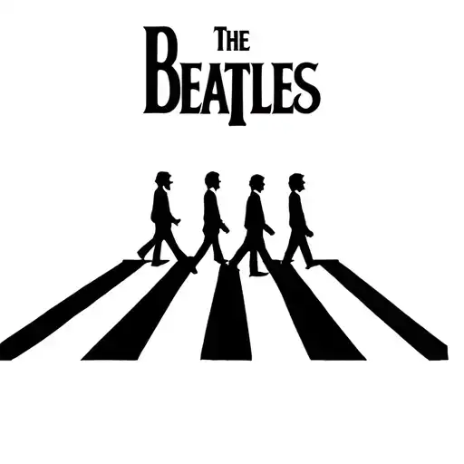 the beatles abbey road album cover. framåt with a black outline tattoo design idea
