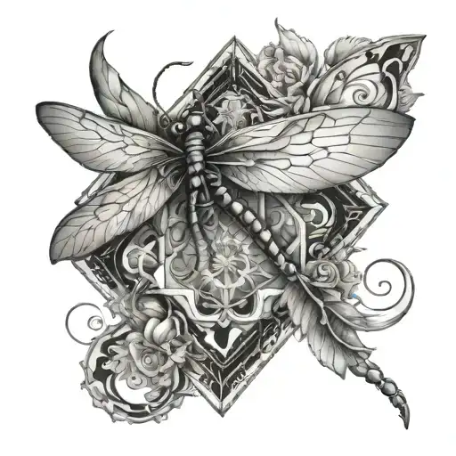 dragon fly metatron's cube twin flame tattoo design idea