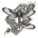 dragon fly metatron's cube twin flame tattoo design idea