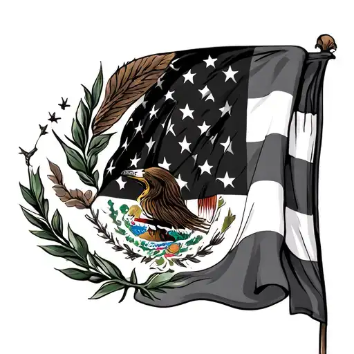 Mexican And American Flag tattoo design idea