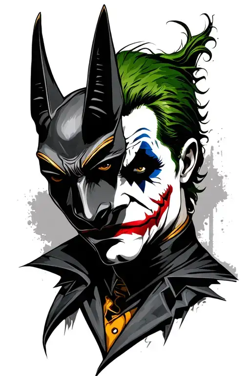 Anubis and the Joker Face tattoo design idea