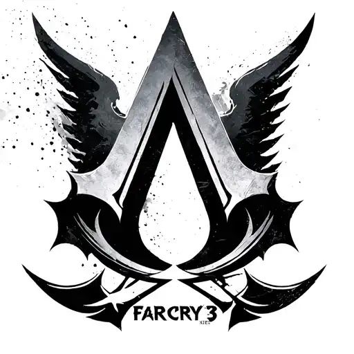 Assassins Creed logo in the center of the far cry 3 tattoo  tattoo design idea