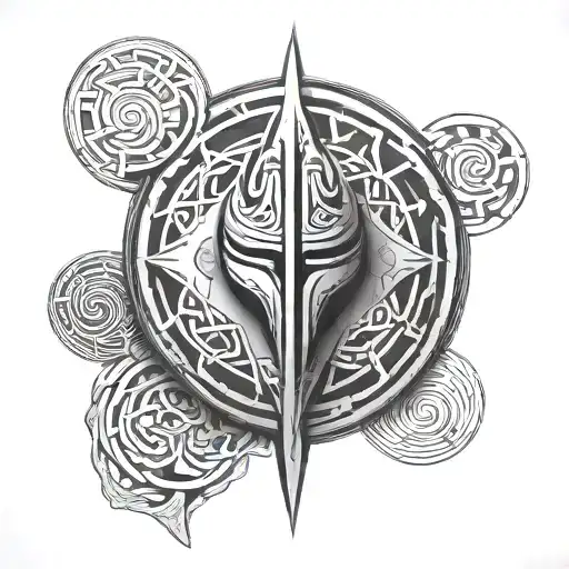 star wars, turkic, celtic patterns tattoo design idea