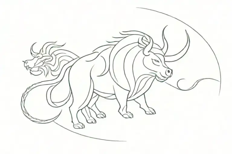 Outline of the 4 Sacred Animals In Vietnamese Culture tattoo design idea