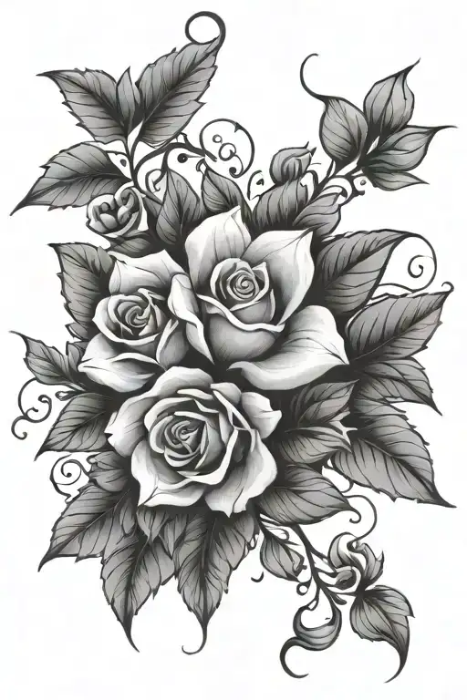 floral in a v shape tattoo design idea