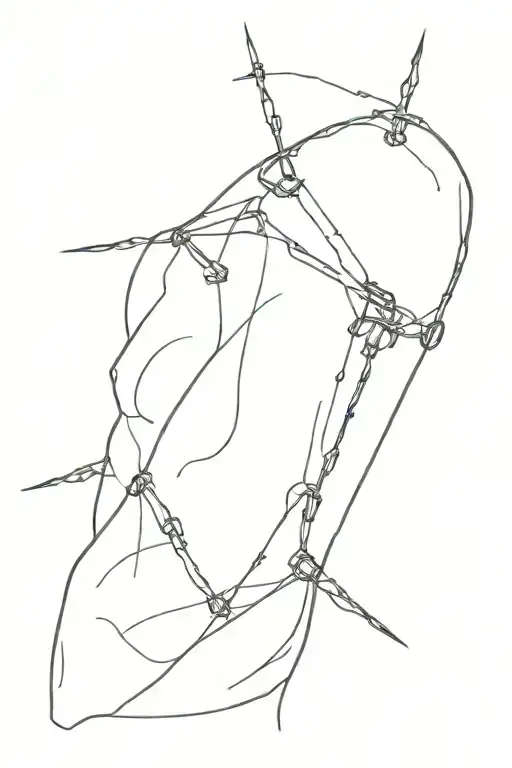 A clamp that goes from the trapezius and a barbed wire that goes to the c7 vertebraIcône de validation par la communau tattoo design idea